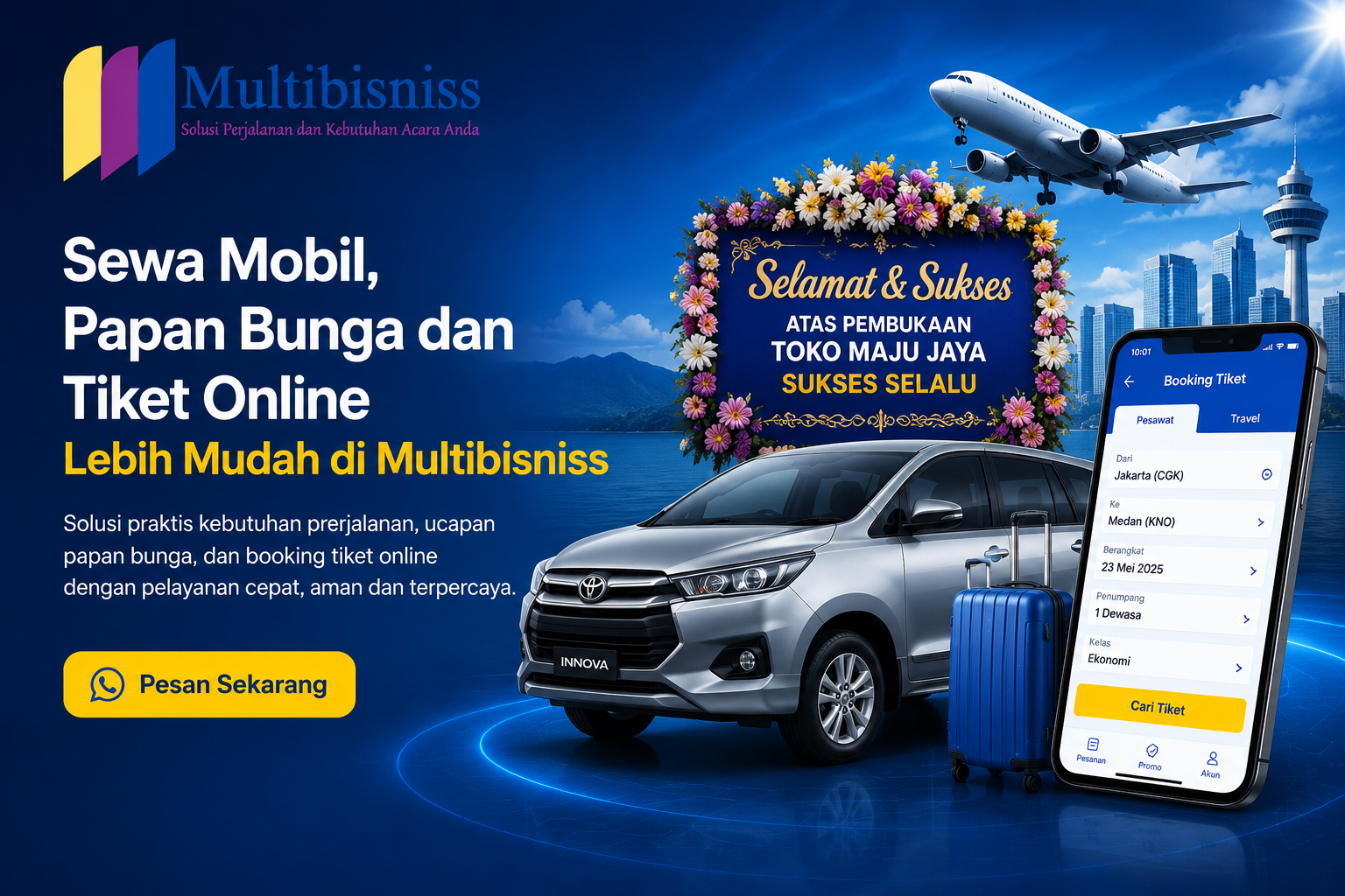 Layanan Rental Mobil, Bunga, dan Tiket di Silangit